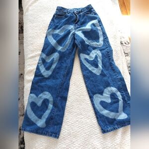 🩵 Heart Patterned Blue Jeans